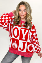 Festive Check JOY Oversized Sweater - FINAL SALE - Madison and Mallory