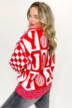 Festive Check JOY Oversized Sweater - FINAL SALE - Madison and Mallory