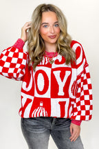 Festive Check JOY Oversized Sweater - FINAL SALE - Madison and Mallory