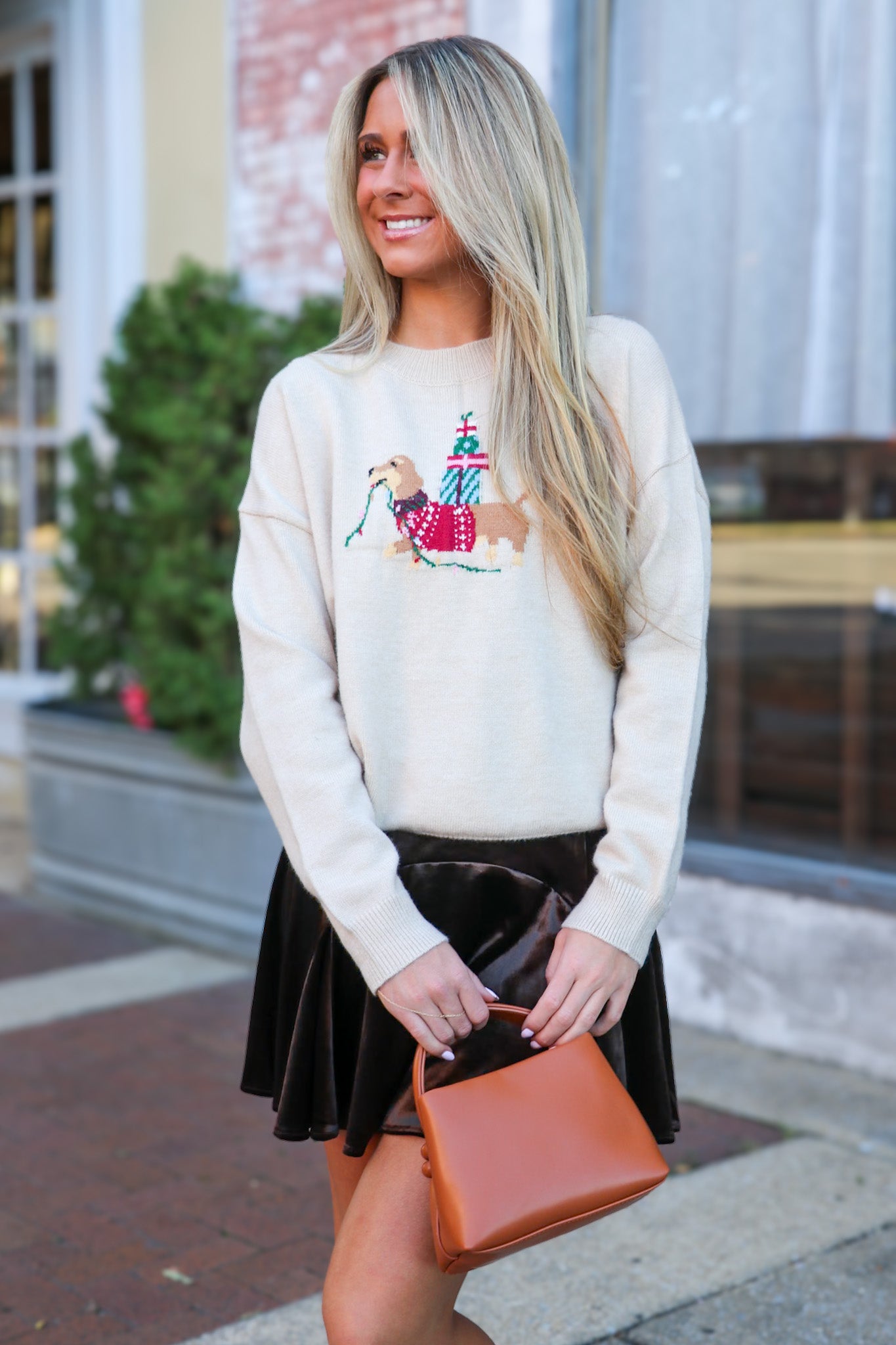 Festive Pup Holiday Knit Sweater - FINAL SALE - Madison and Mallory