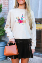 S / Taupe Festive Pup Holiday Knit Sweater - FINAL SALE - Madison and Mallory