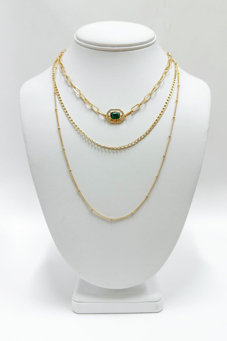 Gold Fine and Fancy Gem and Rhinestone Layered Necklace - Madison and Mallory