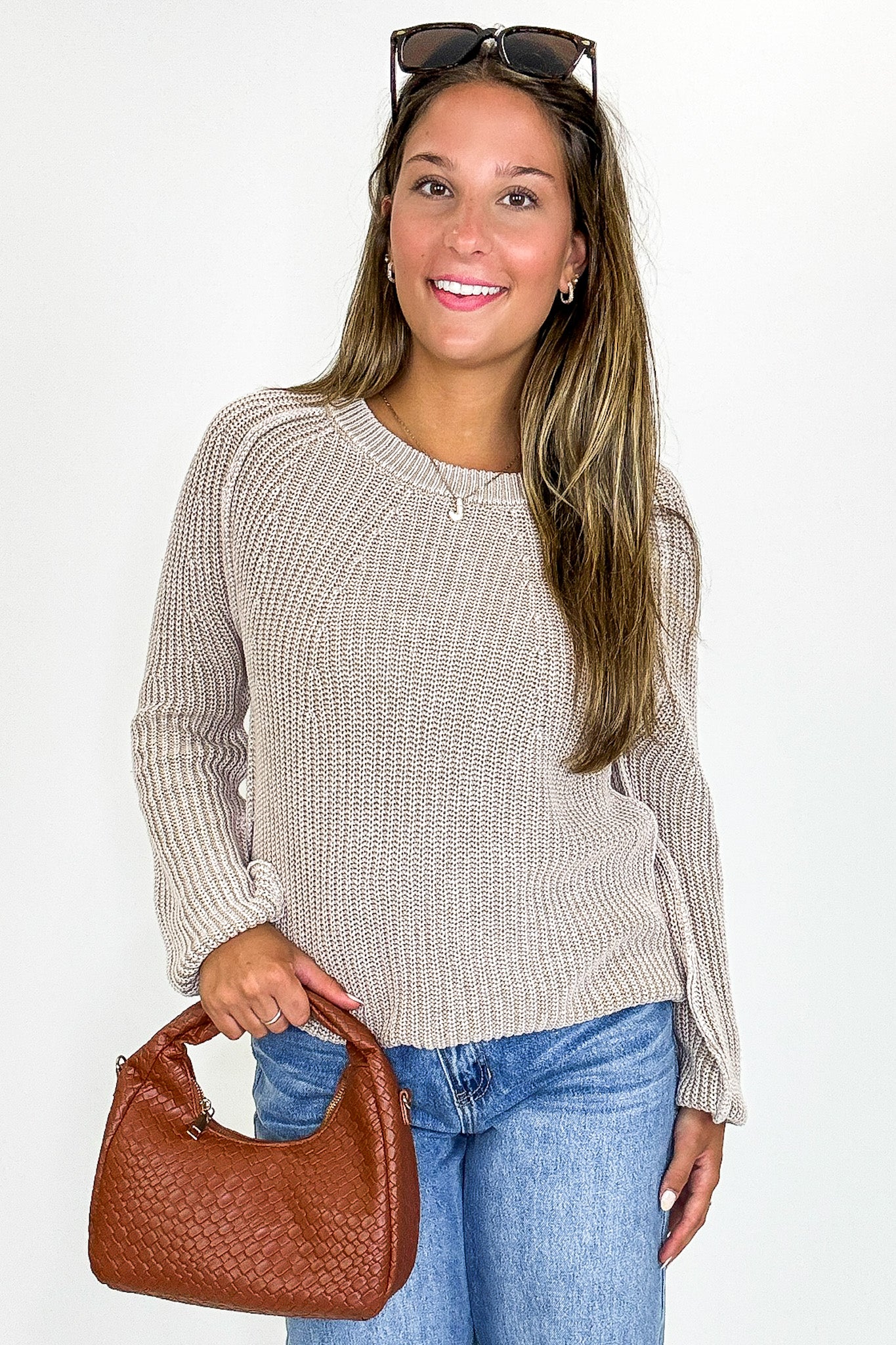 Fireside Stone Washed Round Neck Sweater - Madison and Mallory