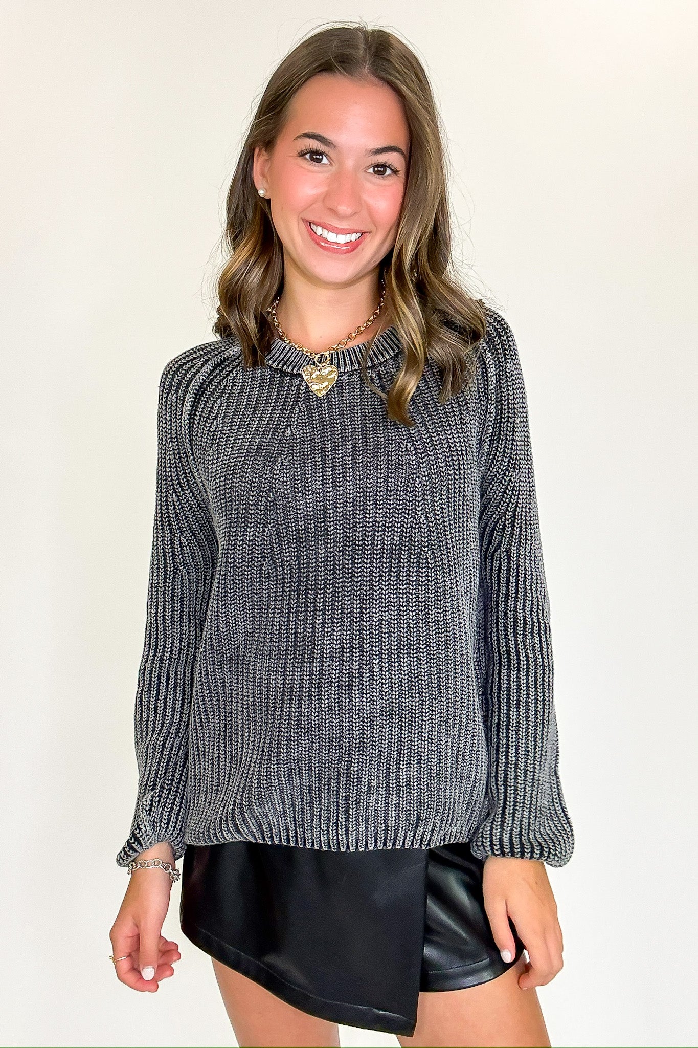 Fireside Stone Washed Round Neck Sweater - Madison and Mallory