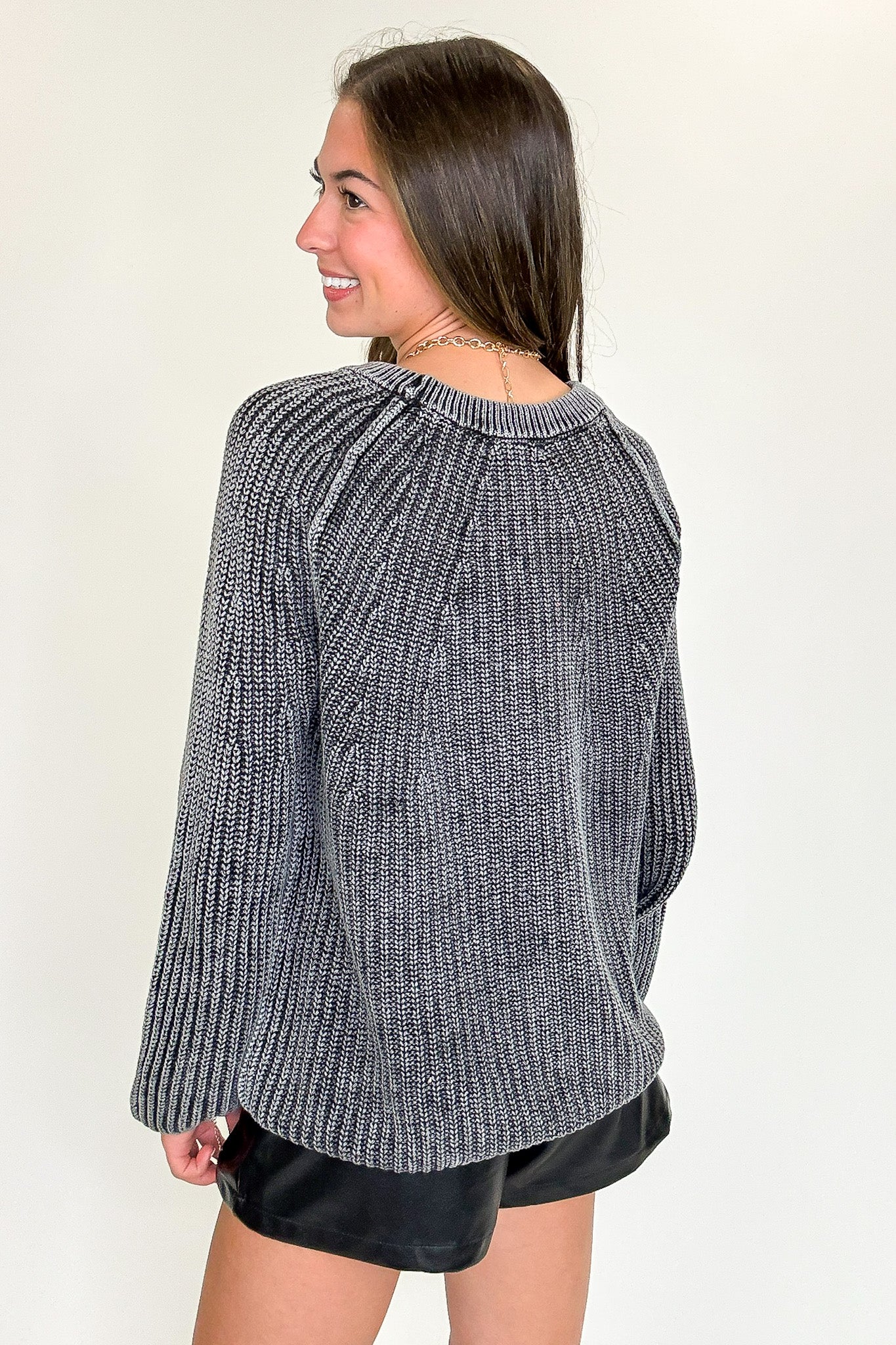 Fireside Stone Washed Round Neck Sweater - Madison and Mallory