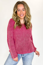 Fireside Stone Washed Round Neck Sweater - FINAL SALE - Madison and Mallory