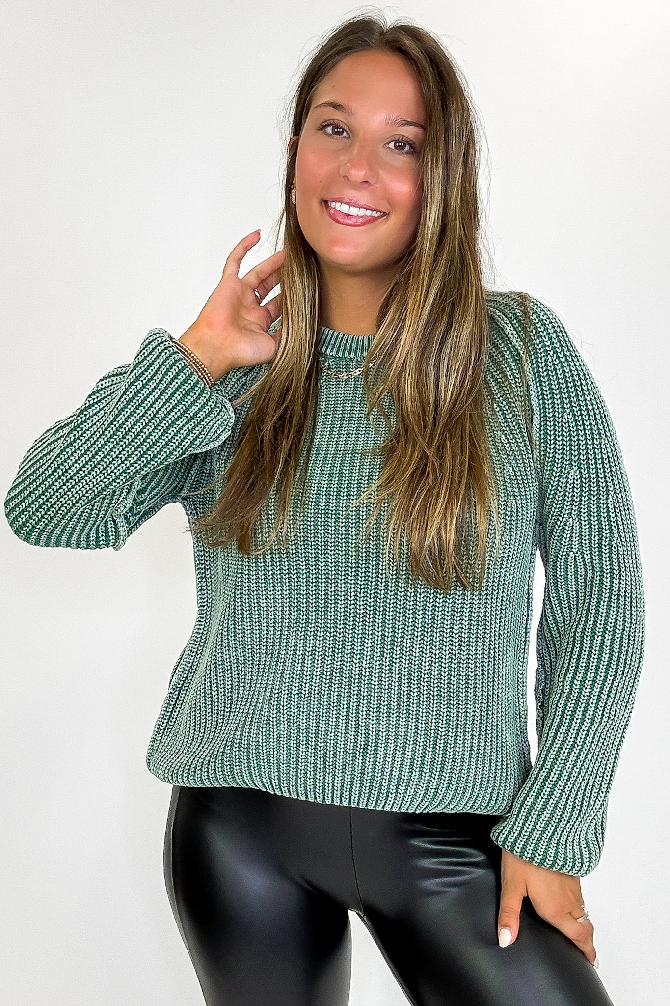 Fireside Stone Washed Round Neck Sweater - Madison and Mallory