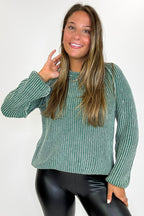 Fireside Stone Washed Round Neck Sweater - FINAL SALE - Madison and Mallory