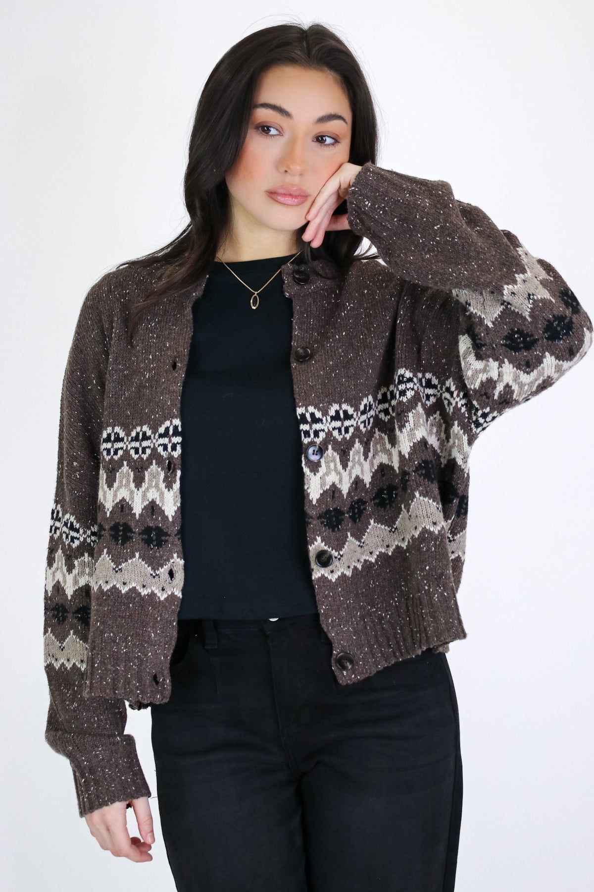 First Frost Fair Isle Knit Cardigan Sweater