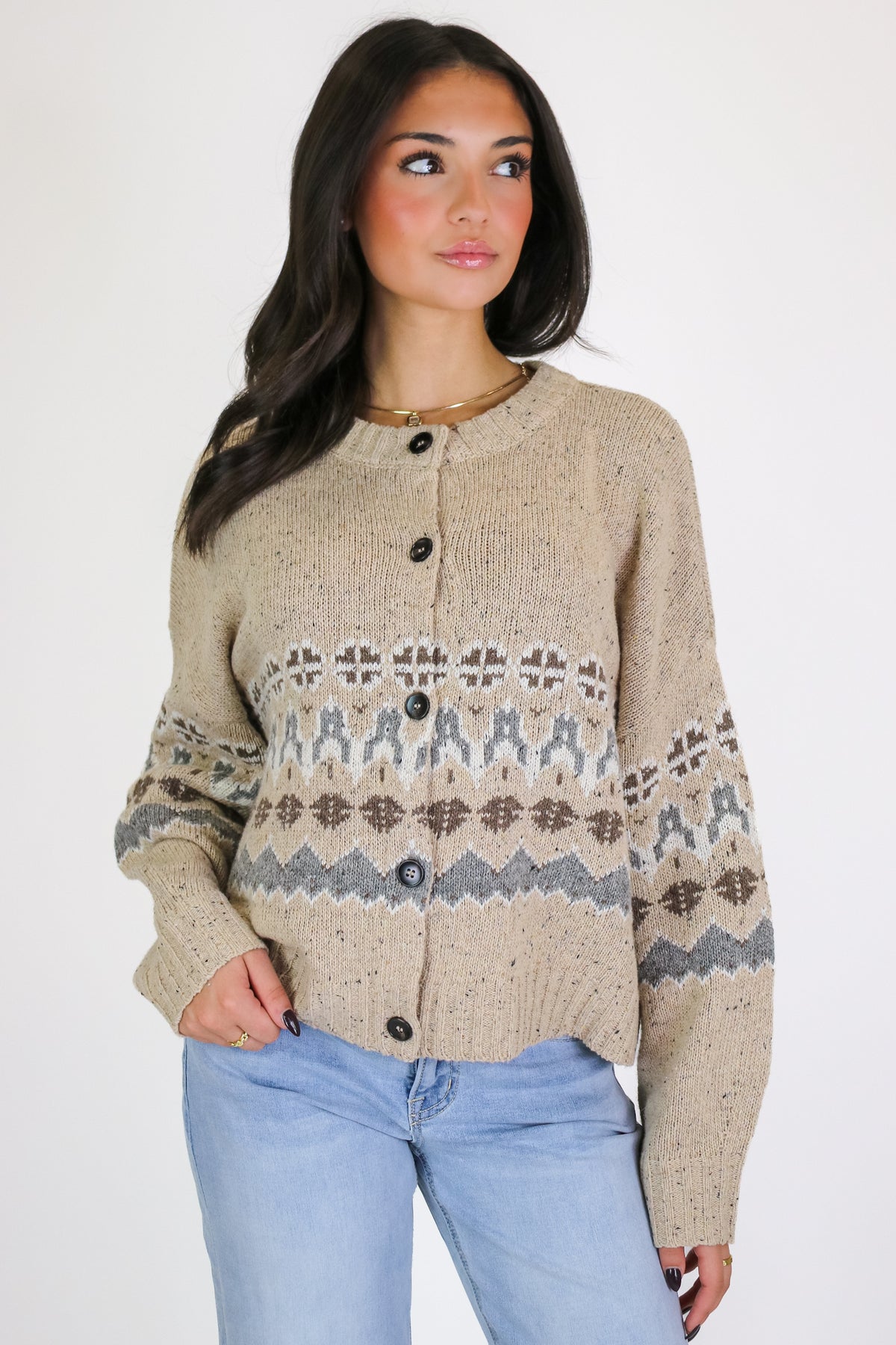 First Frost Fair Isle Knit Cardigan Sweater