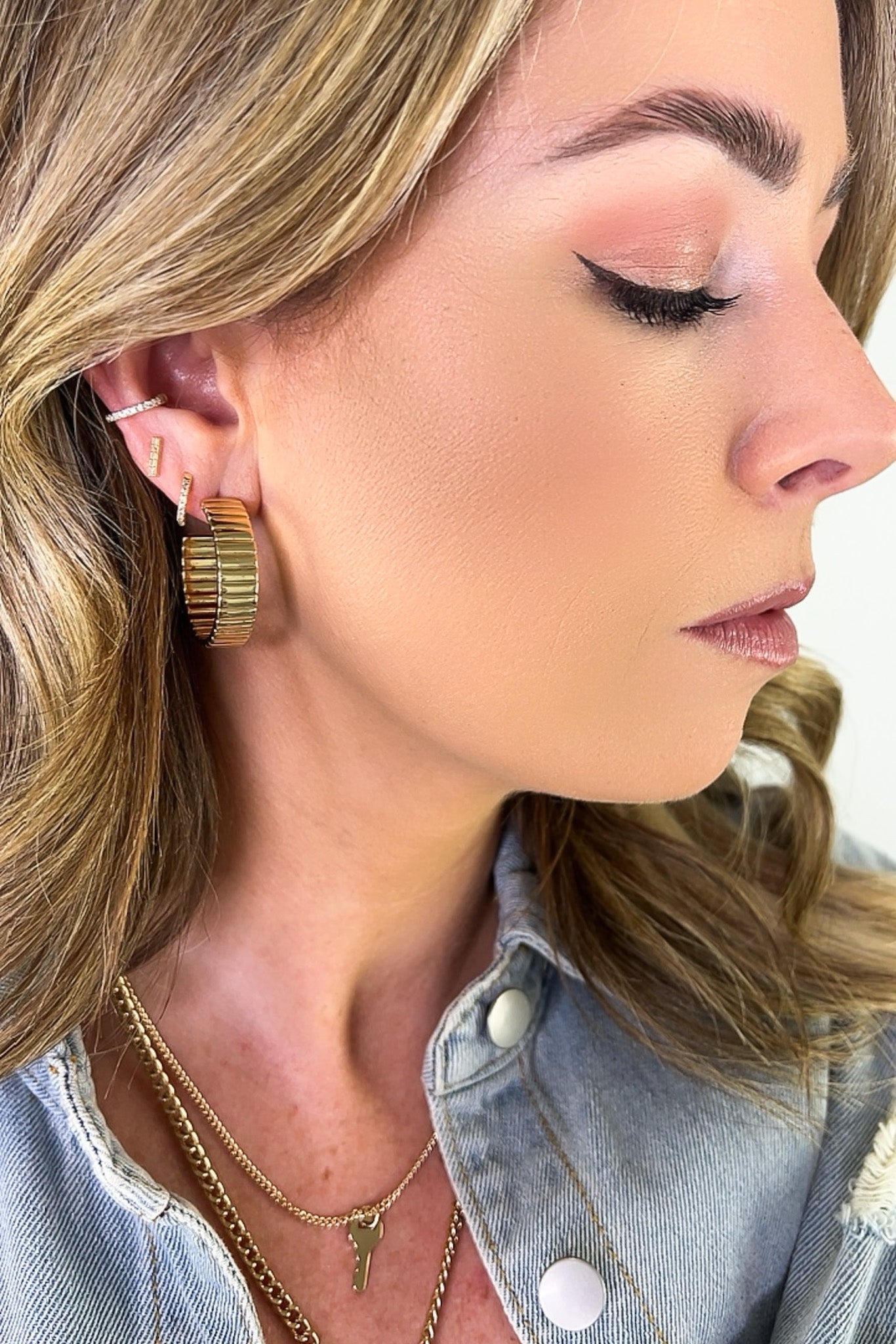  First Impression 30mm Textured Hoop Earrings - Madison and Mallory