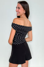 Flirt Dot Off Shoulder Ruched Top - FINAL SALE - Madison and Mallory