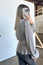  Flirtatious Figure Long Sleeve V-Neck Peplum Top - FINAL SALE - Madison and Mallory