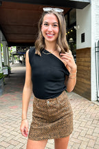 Flirtatious Attitude Animal Print Stretch Denim Mini Pencil Skirt - FINAL SALE - Madison and Mallory