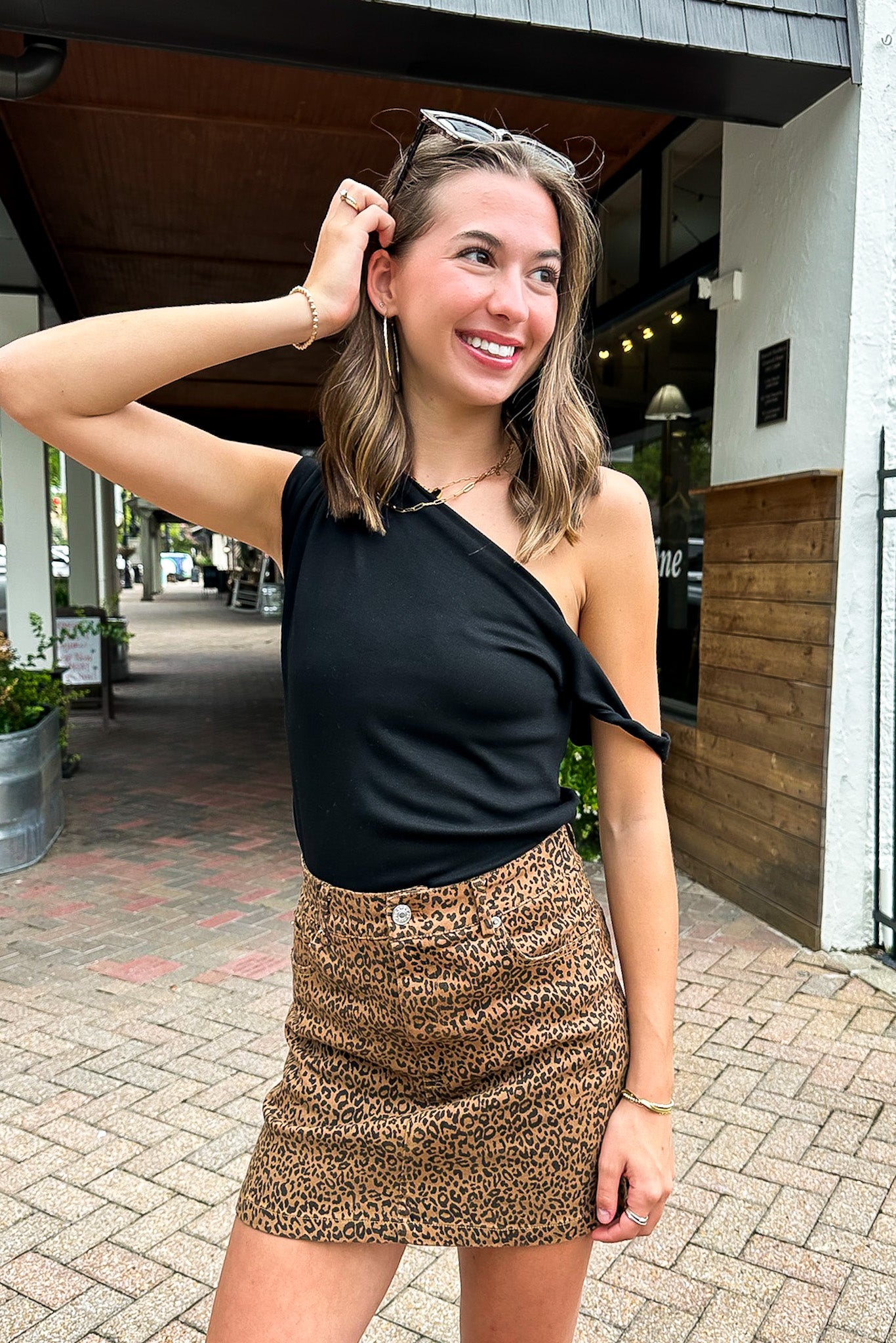 Flirtatious Attitude Animal Print Stretch Denim Mini Pencil Skirt - Madison and Mallory
