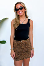 Flirtatious Attitude Animal Print Stretch Denim Mini Pencil Skirt - FINAL SALE - Madison and Mallory