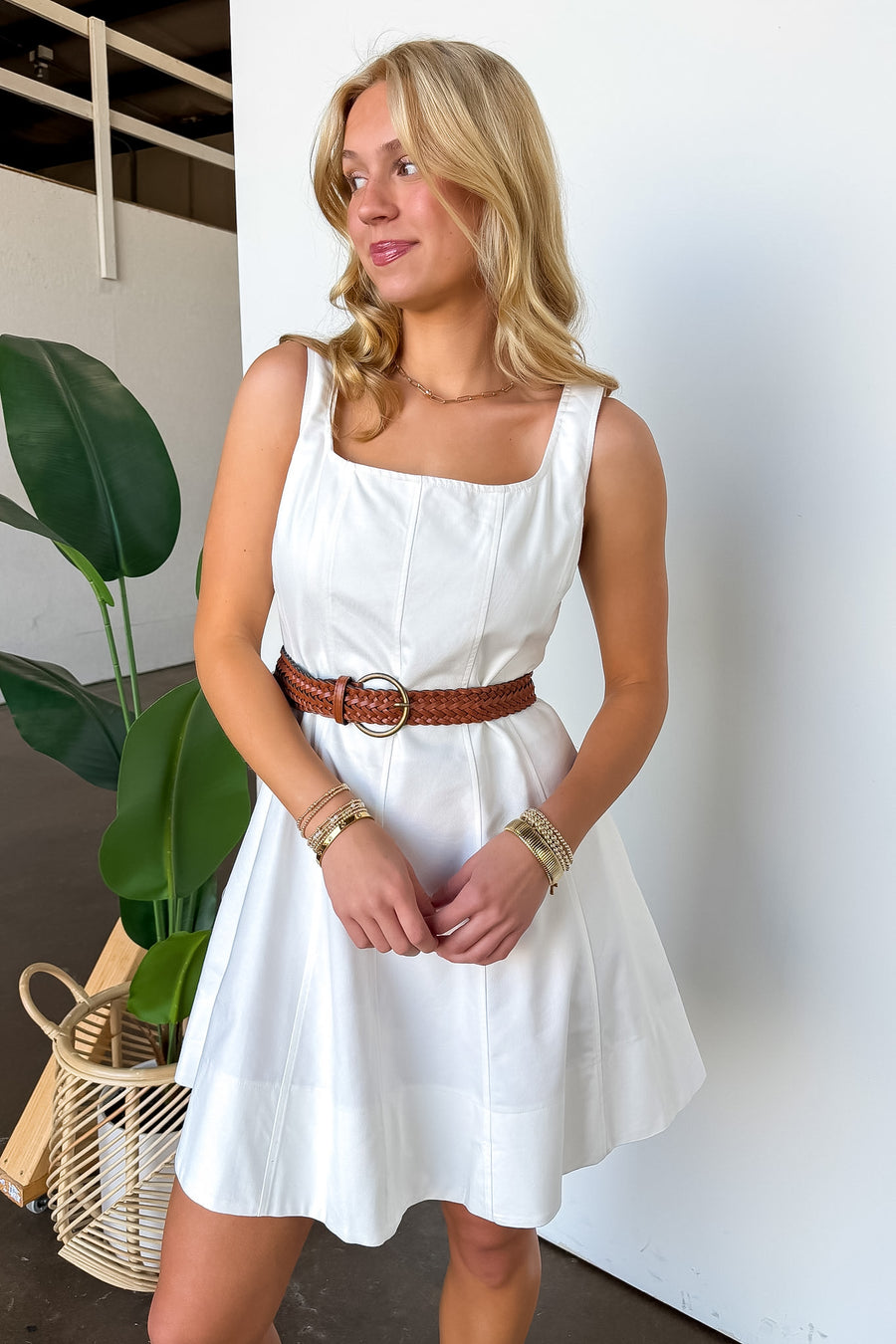 Flirty Frame Square Neck Tank Dress