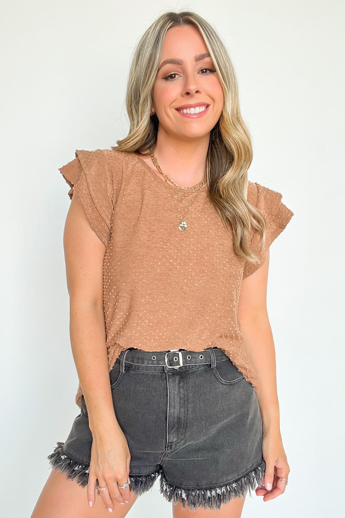  Flirty Times Swiss Dot Flutter Sleeve Top - Madison and Mallory