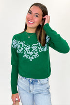 Flora Thread Applique Knit Design Pullover Sweater - FINAL SALE - Madison and Mallory