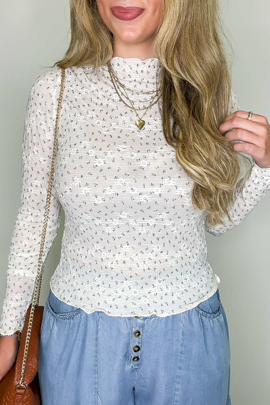 Flora Veil Embossed Long Sleeve Knit Top - FINAL SALE - Madison and Mallory