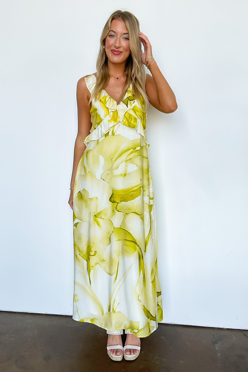 Florence Watercolor Floral Ruffled Maxi Dress - FINAL SALE - Madison and Mallory