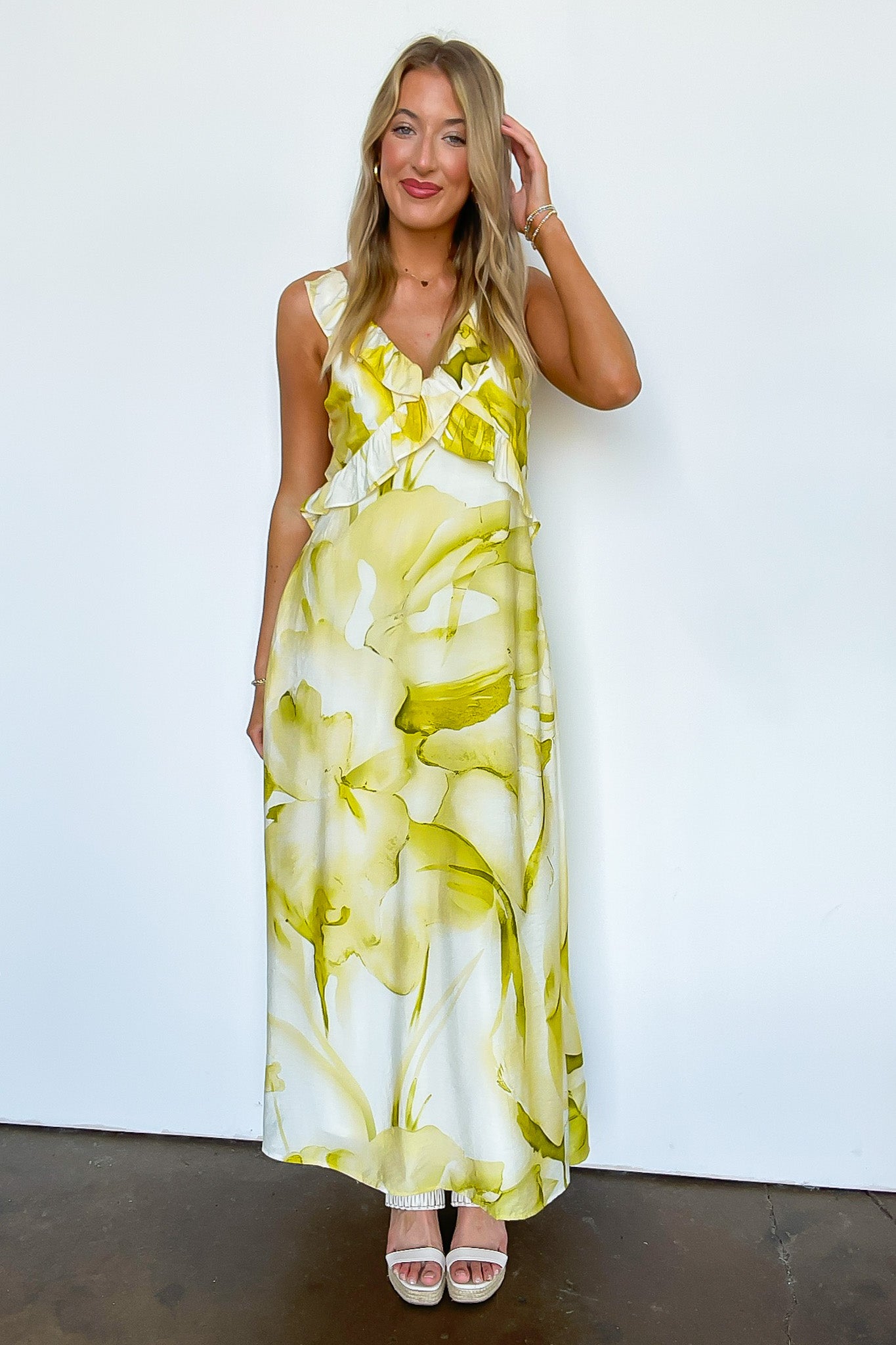 Florence Watercolor Floral Ruffled Maxi Dress - FINAL SALE - Madison and Mallory