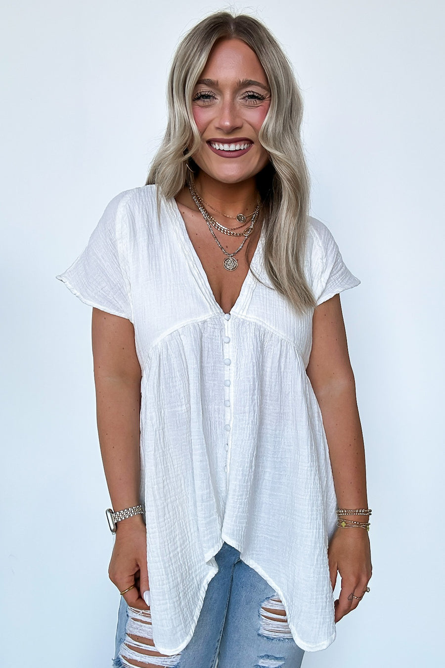  Florise Flowy Button Down Top - Madison and Mallory