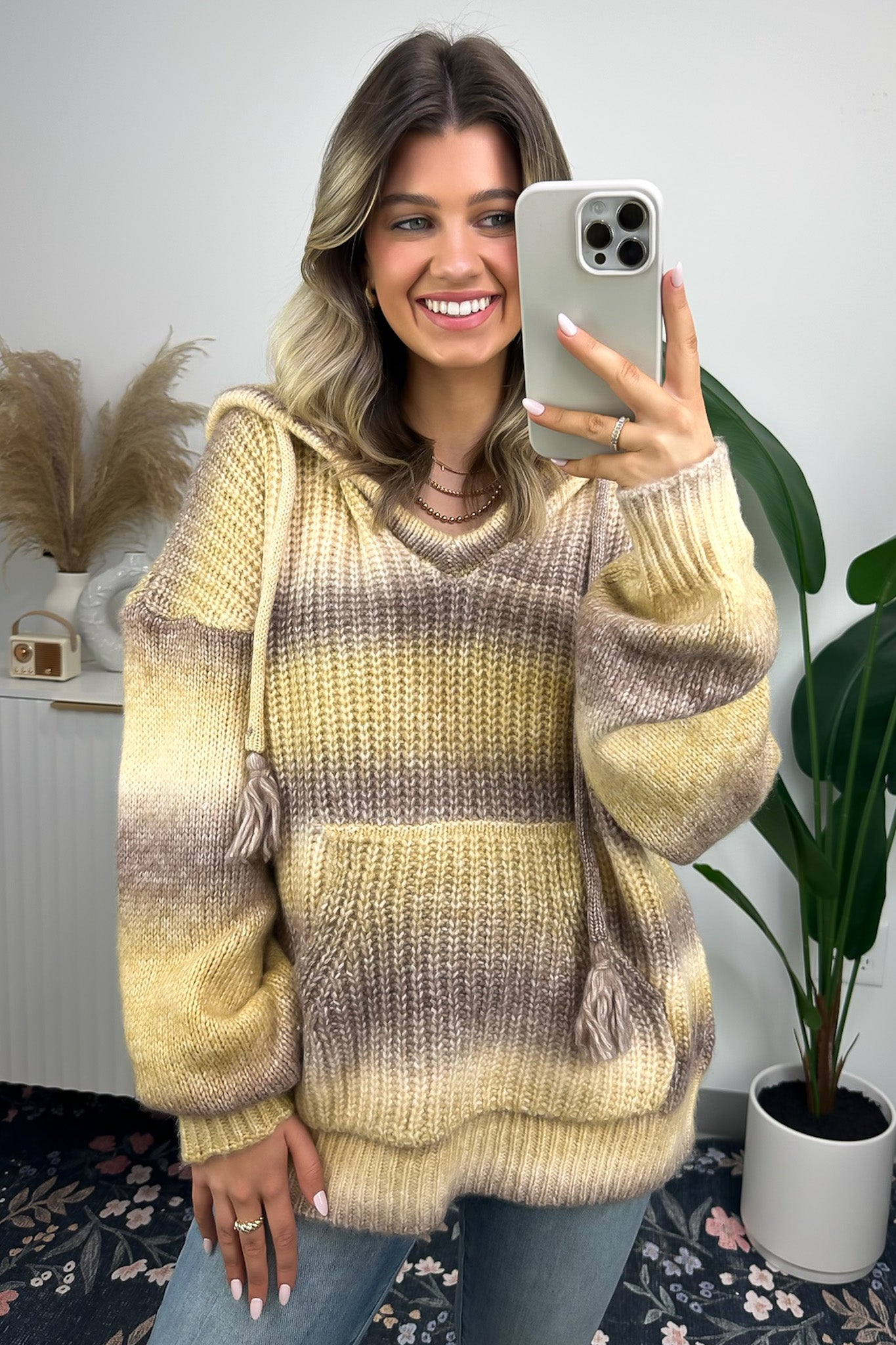  Flourishing Vibe Ombre Knit Hooded Sweater - FINAL SALE - Madison and Mallory