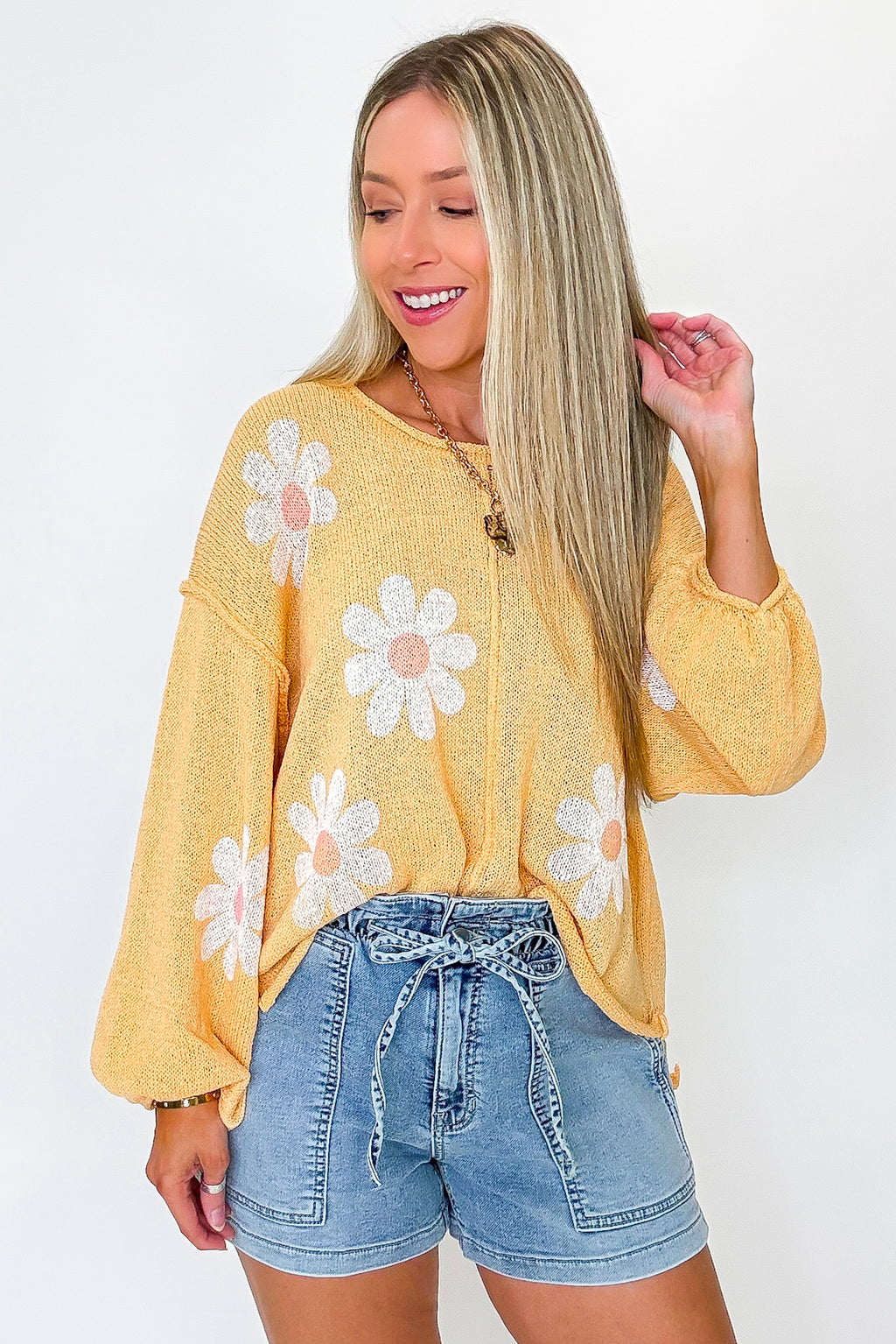 Apricot / S Flutter Bloom Relaxed Knit Sweater - Madison and Mallory