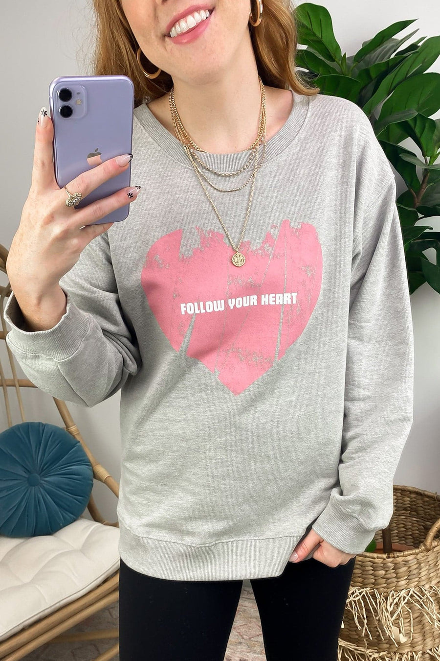  Follow Your Heart Graphic Pullover - FINAL SALE - Madison and Mallory
