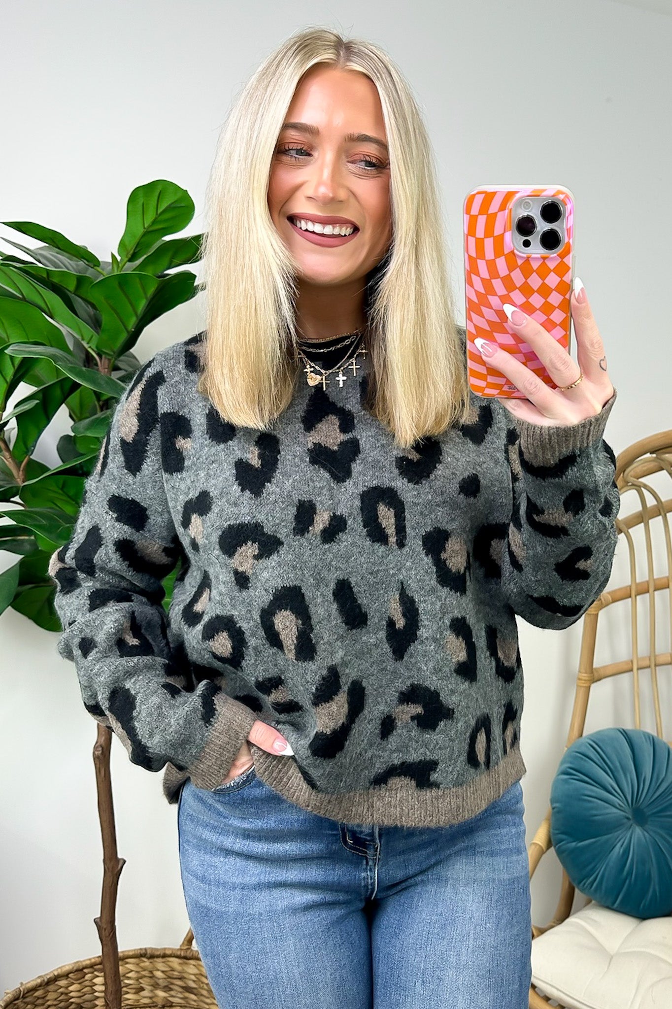 Oversize leopard sweater best sale