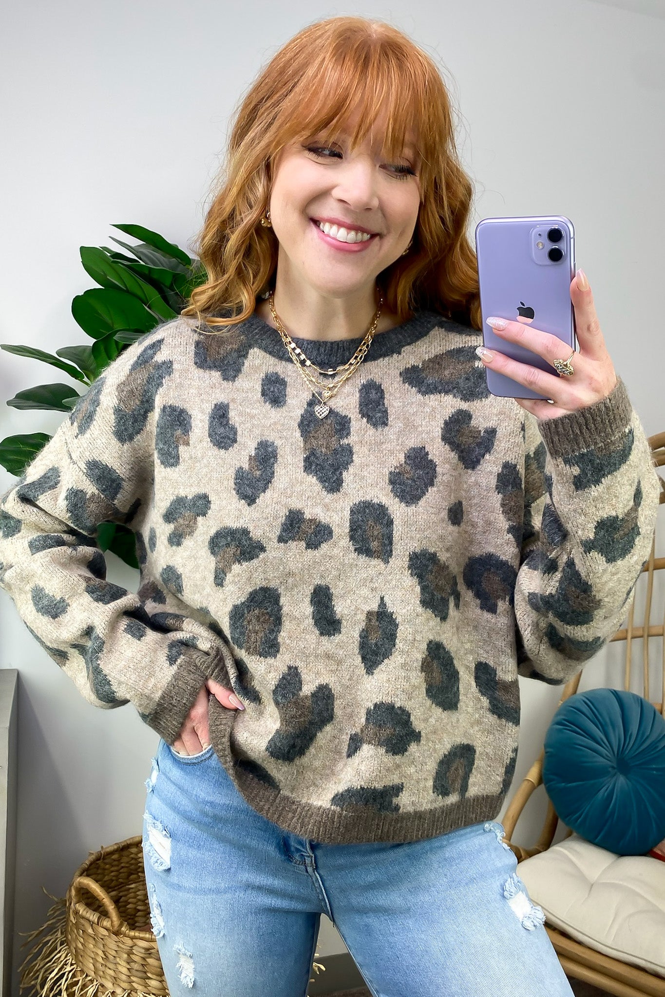  Fond Favorite Animal Print Oversized Fit Sweater - FINAL SALE - Madison and Mallory