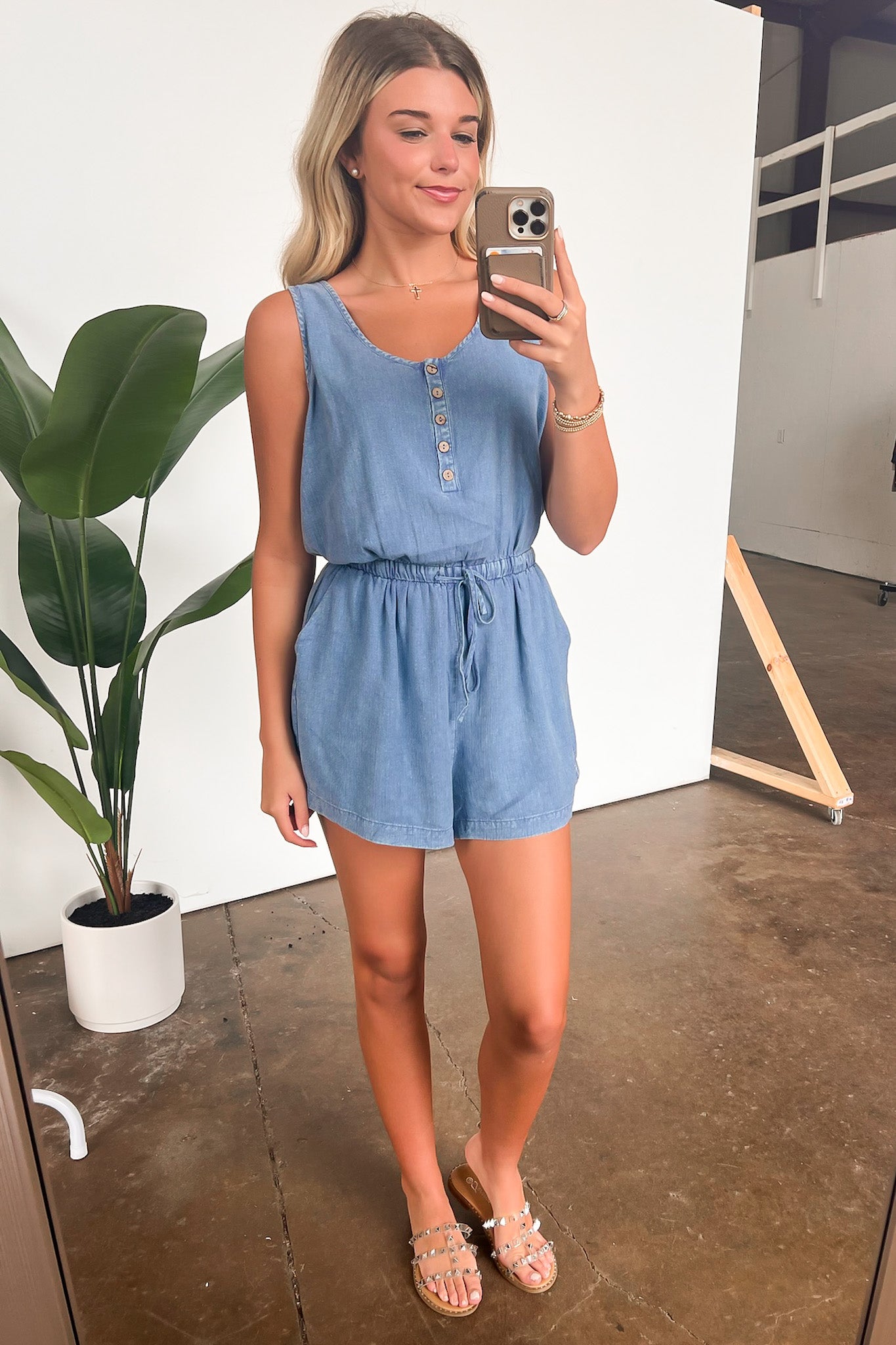 For The Moment Washed Drawstring Romper - Madison and Mallory