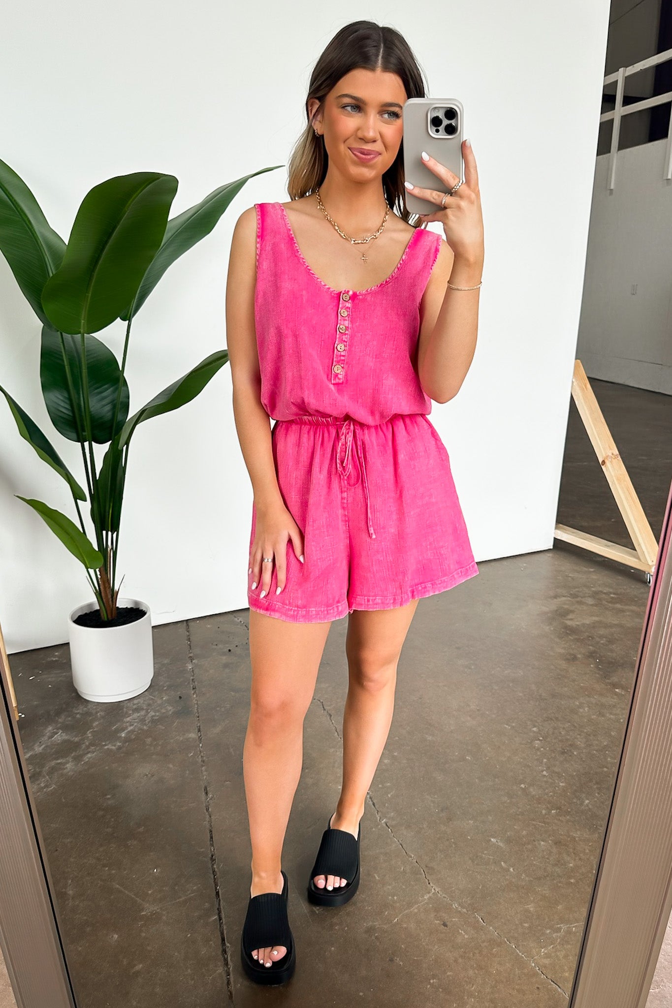  For The Moment Washed Drawstring Romper - Madison and Mallory