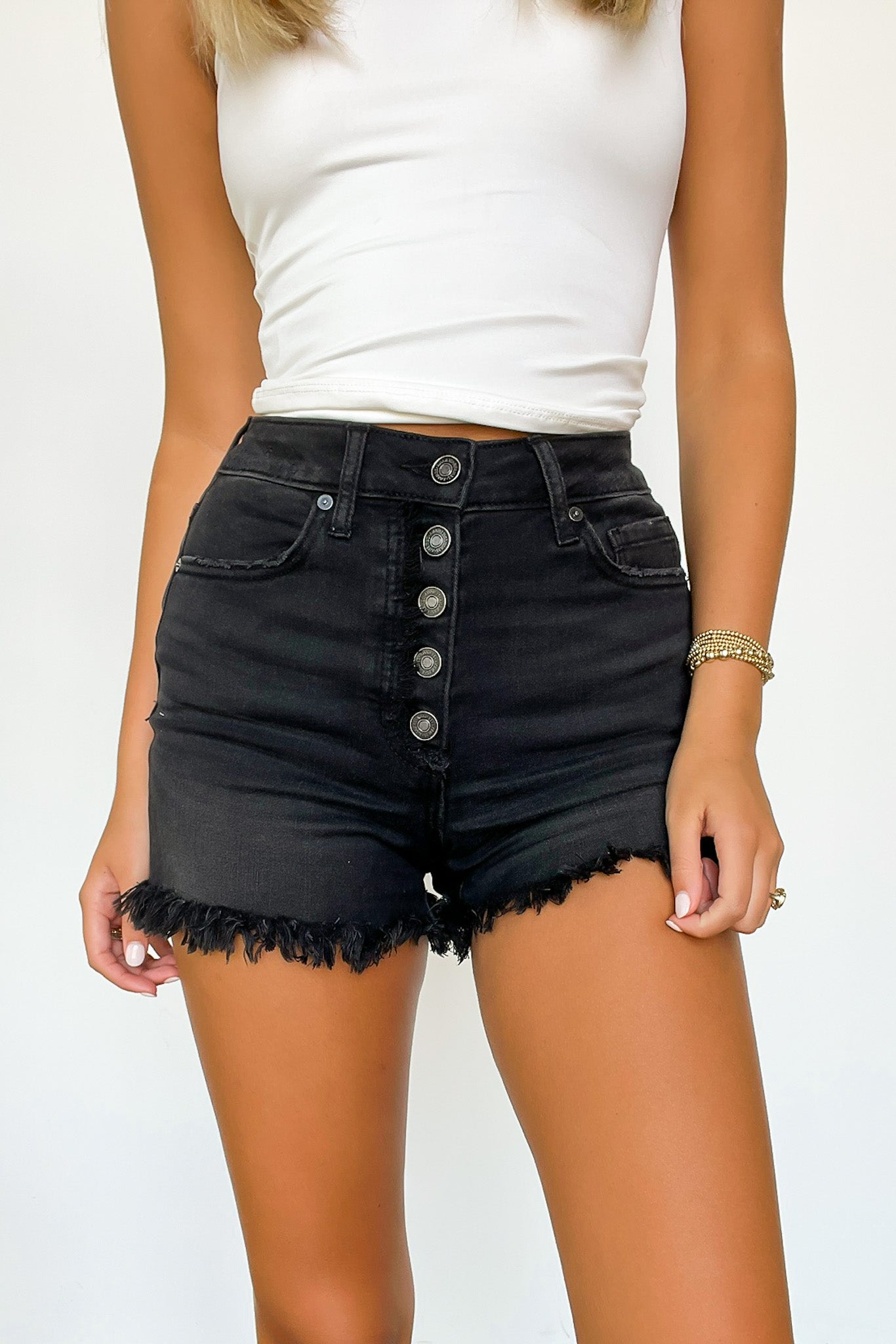  Fortnight Frayed Hem Button Fly Shorts - FINAL SALE - Madison and Mallory