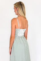 Framed Stripe Basque Waist Midi Dress - Madison and Mallory