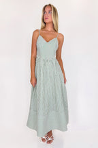 Framed Stripe Basque Waist Midi Dress - Madison and Mallory