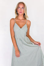 Framed Stripe Basque Waist Midi Dress - Madison and Mallory
