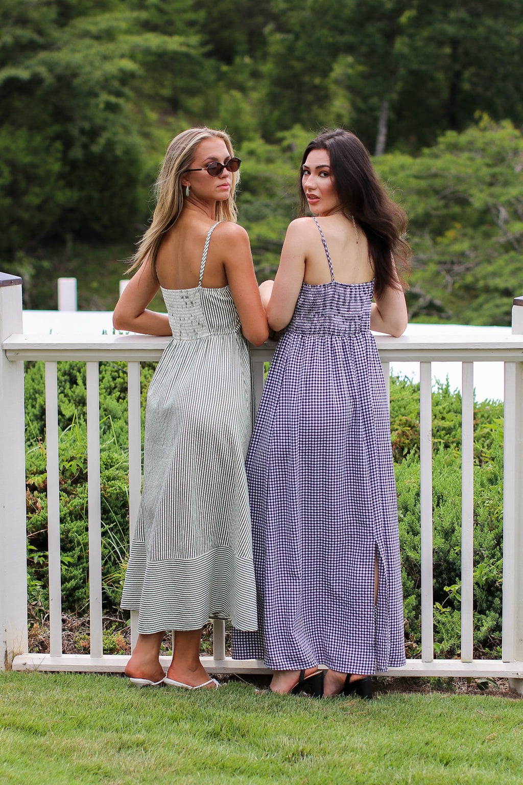 Framed Stripe Basque Waist Midi Dress - Madison and Mallory