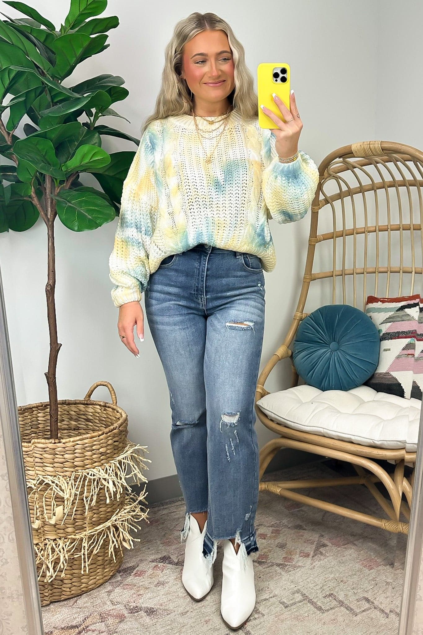  Francine Tie Dye Cable Knit Sweater - FINAL SALE - Madison and Mallory