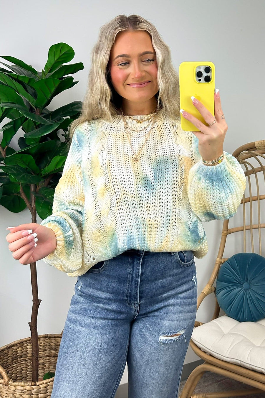  Francine Tie Dye Cable Knit Sweater - FINAL SALE - Madison and Mallory