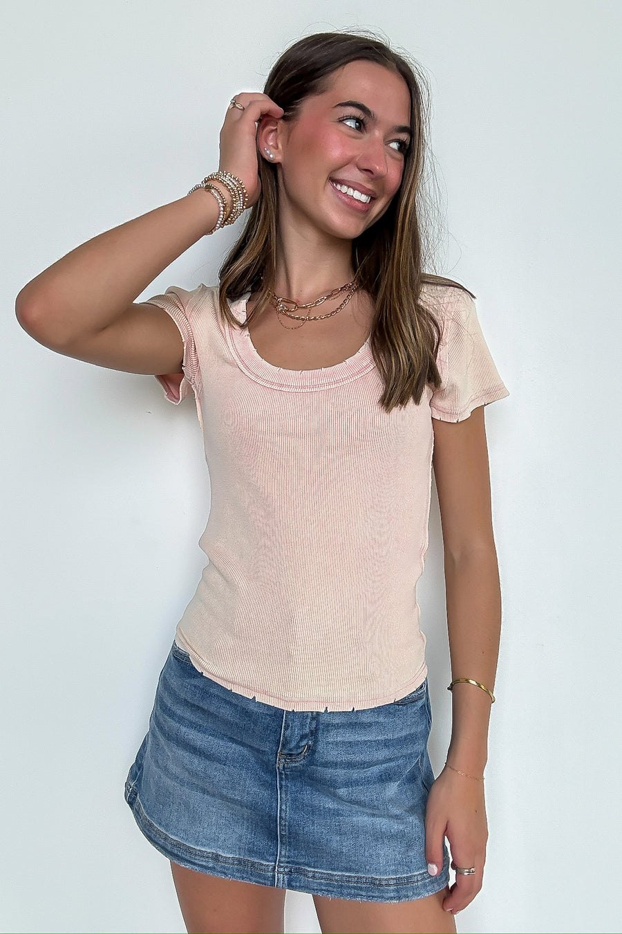 Fray Theory Scoop Neck Distressed Top - Madison and Mallory