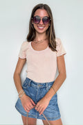 Pink / S Fray Theory Scoop Neck Distressed Top - FINAL SALE - Madison and Mallory