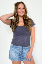 Fray Theory Scoop Neck Distressed Top - FINAL SALE - Madison and Mallory