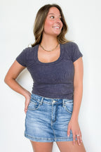 Fray Theory Scoop Neck Distressed Top - FINAL SALE - Madison and Mallory