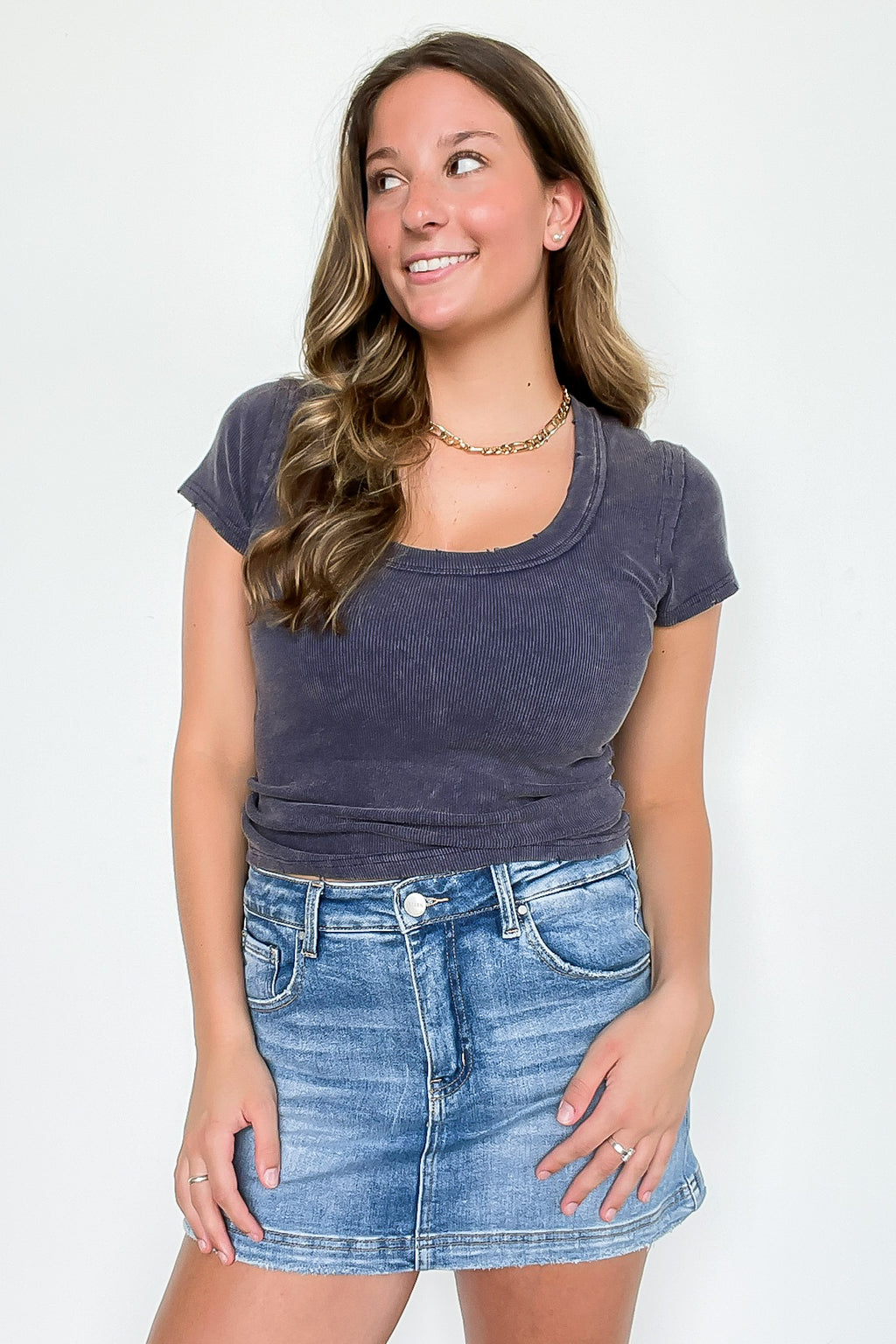 Fray Theory Scoop Neck Distressed Top - FINAL SALE - Madison and Mallory