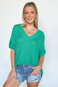 Jade / S Free Fall Lightweight V-Neck Knit Top - BACK IN STOCK - Madison and Mallory
