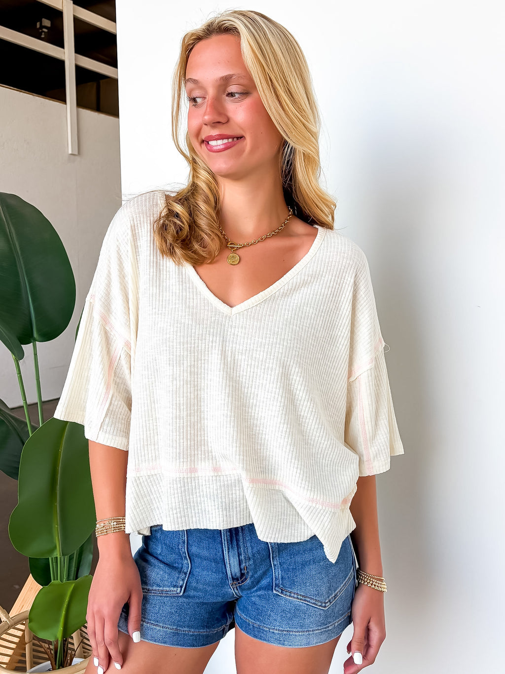 Freefall Flowy V-Neck Top - Madison and Mallory