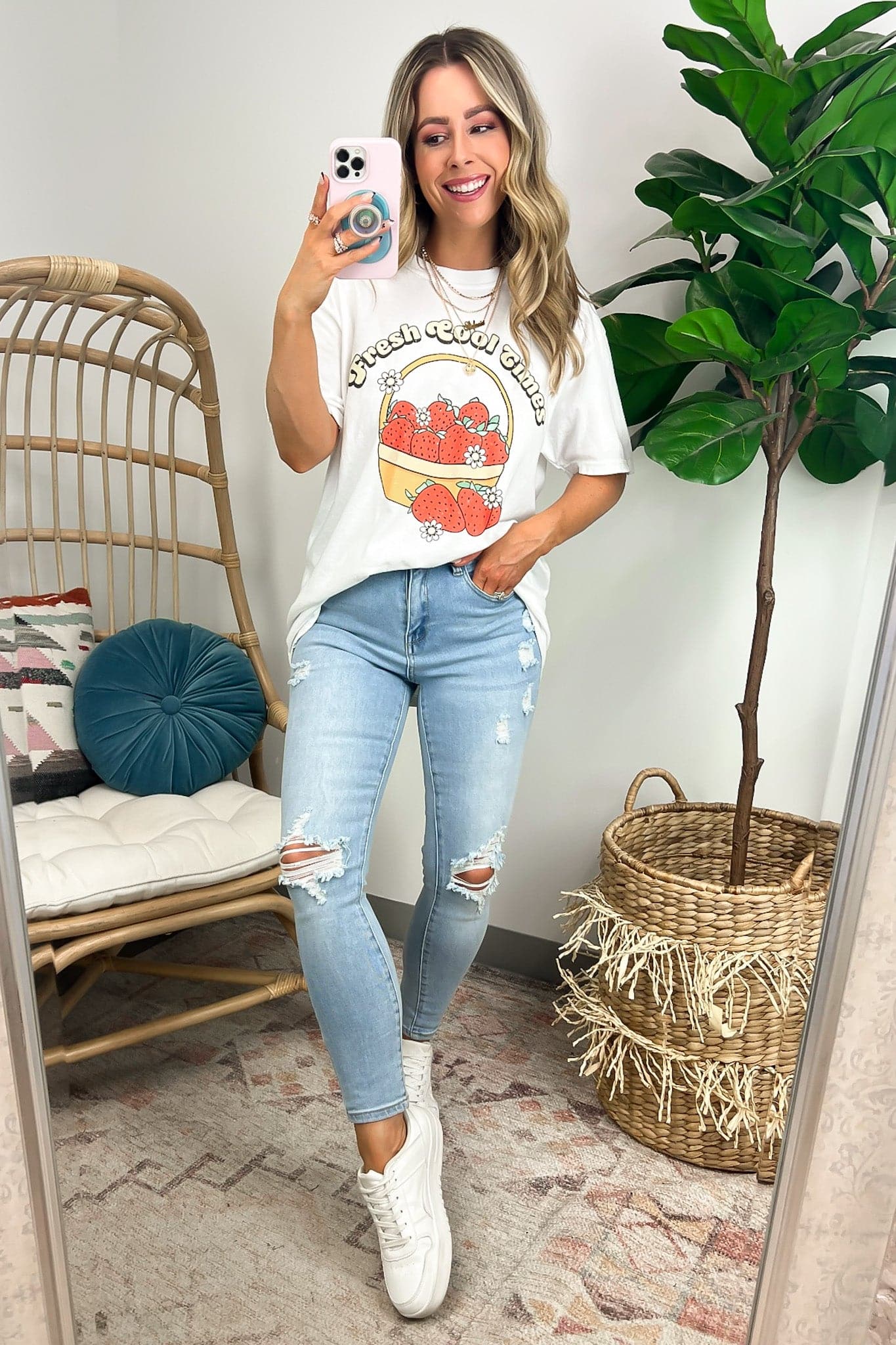  Fresh Cool Times Strawberry Vintage Graphic Tee - Madison and Mallory