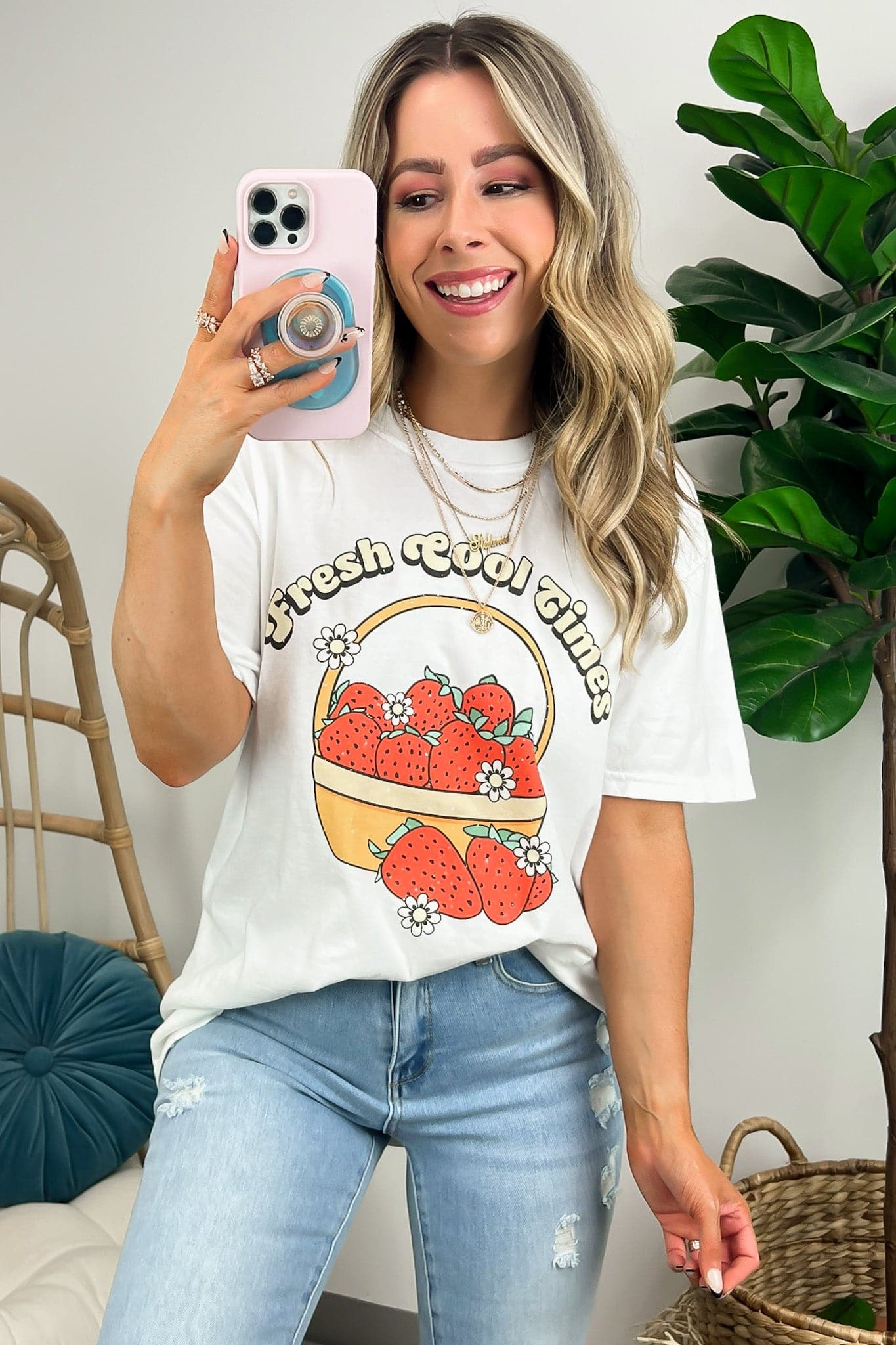 Fresh Cool Times Strawberry Vintage Graphic Tee - Madison and Mallory